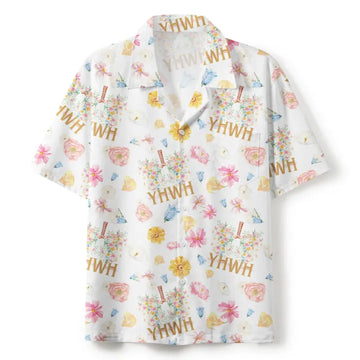 UniJames YHWH Flower White Christian Hawaiian Shirt