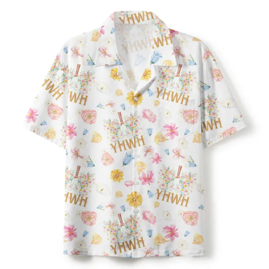 UniJames YHWH Flower White Christian Hawaiian Shirt
