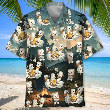 Unijames Cute Marshmallow Camping Hawaiian Shirt