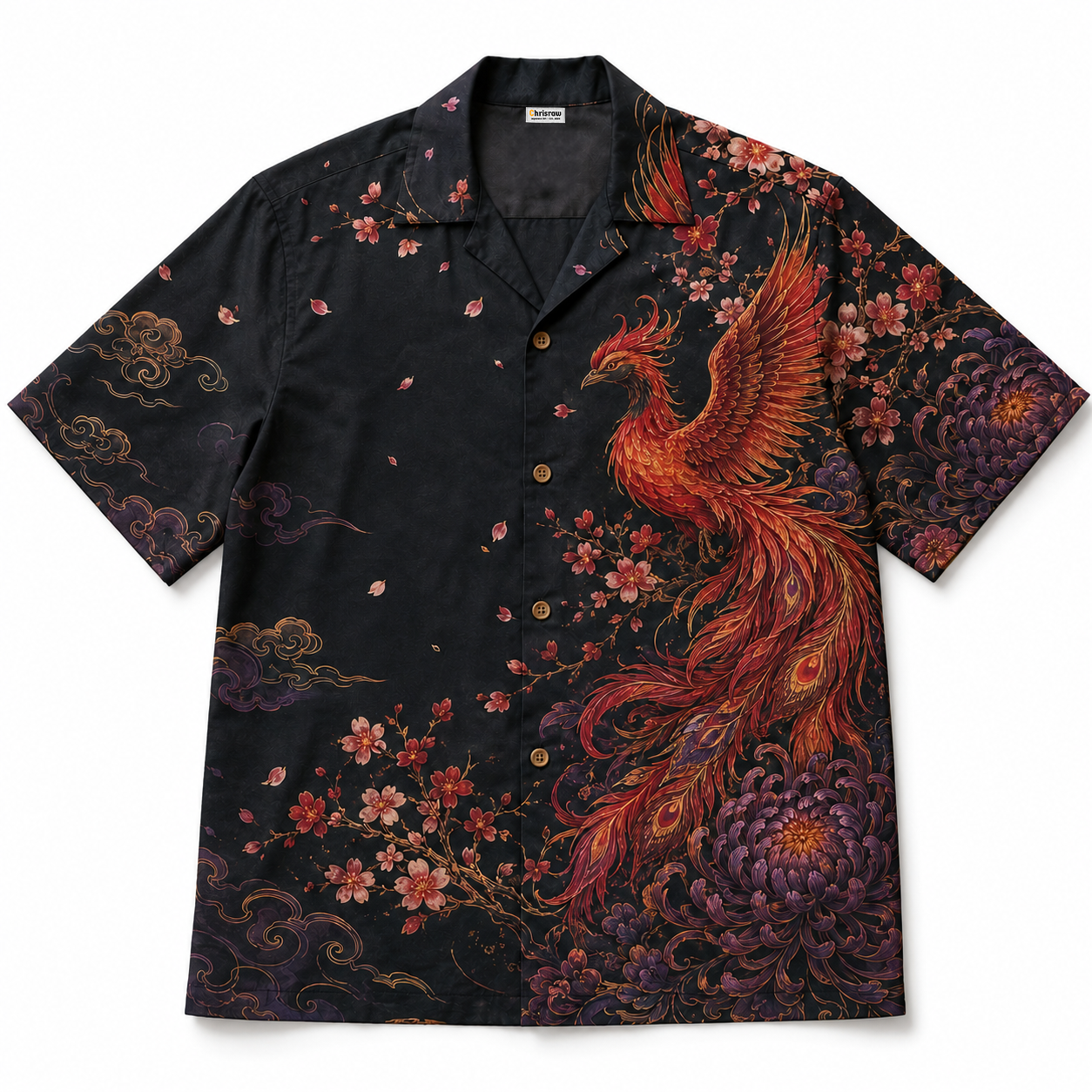 Crimson Phoenix Sakura Hawaiian Shirt