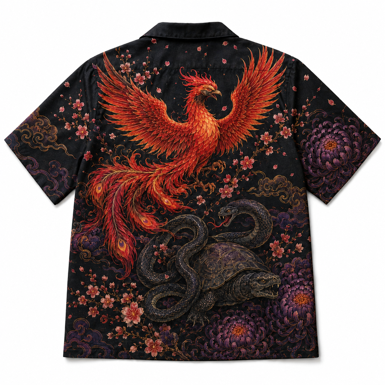 Crimson Phoenix Sakura Hawaiian Shirt