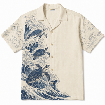 Oceanic Turtle Wave Hawaiian Shirt