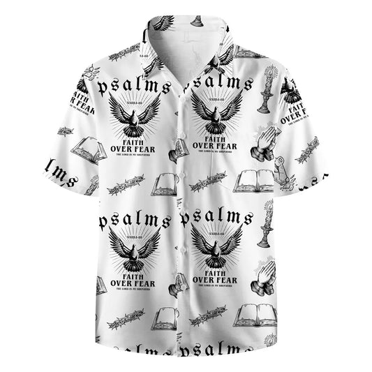 UniJames Faith Over Fear White Christian Hawaiian Shirt