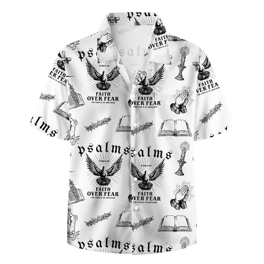 UniJames Faith Over Fear White Christian Hawaiian Shirt