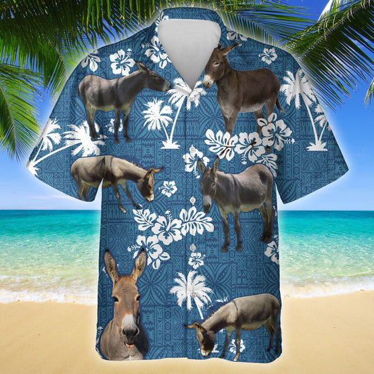 Unique Mule Blue Tribal Hawaiian Shirt
