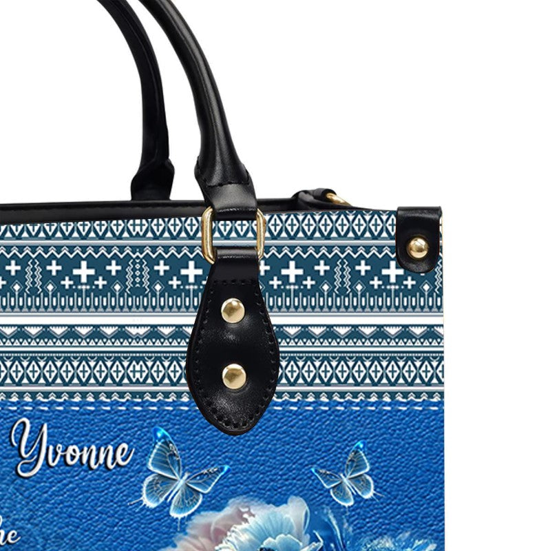Blessed Is She Leather Handbag Blue, Personalized Bags, Gifts for Women, Christmas Gift, CABLTB01290923.