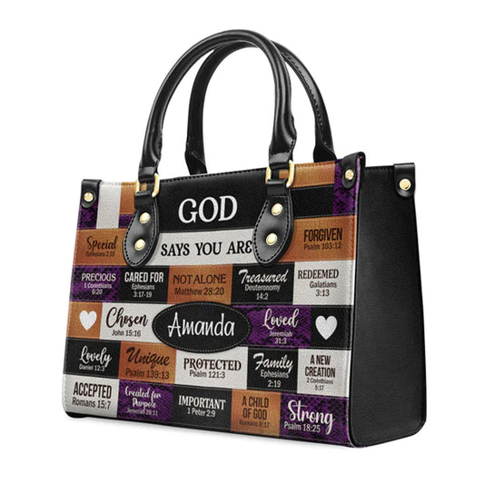 God Says You Are Leather Bags, Personalized Bags, Gifts for Women, Christmas Gift, CABLTB04300723.