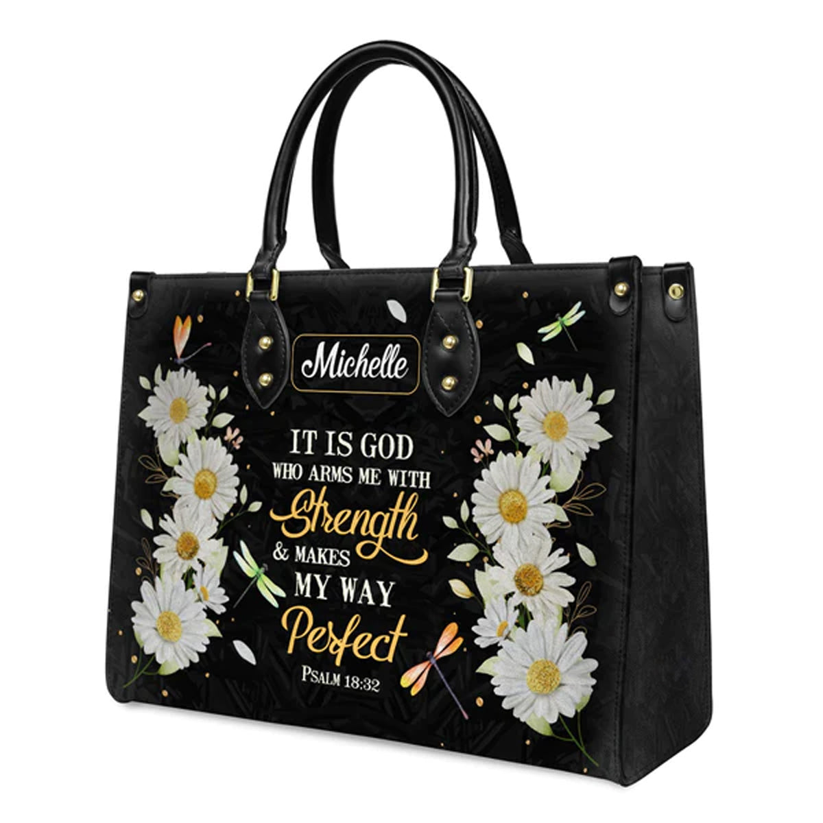 It Is God Who Arms Me With Strength Psalm 18:32 Daisy Dragonfly, Personalized Gifts, Gifts for Women, Christmas Gift.