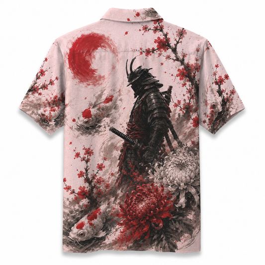 Crimson Bushido – Samurai & Koi Hawaiian Shirt
