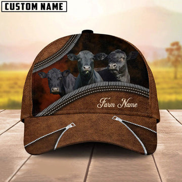 Uni Happiness Black Angus Customized Farm Name 3D Classic Cap