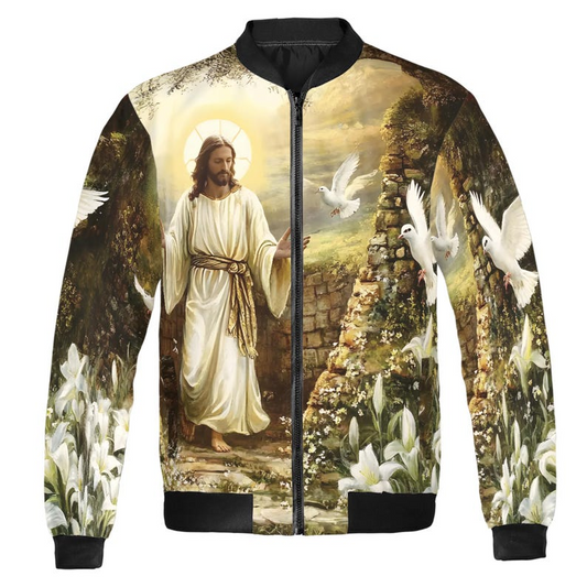Unijames Jesus Christian 3D All-Over Print Bomber Jacket