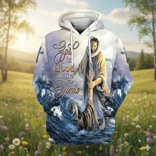 Unijames God Is Good All The Time Jesus 3D All-Over Print Hoodie