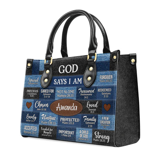 God Says I Am Strong Leather Bags, Personalized Bags, Gifts for Women, Christmas Gift, CABLTB01300723.