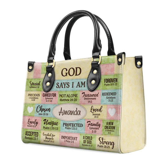 God Says I Am Leather Bags, Personalized Bags, Gifts for Women, Christmas Gift, CABLTB02300723.