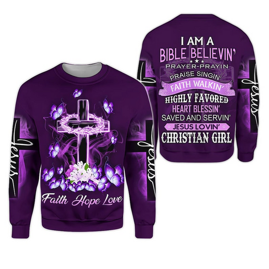 Unijames  I Am Bible Believing Jesus 3D All-Over Print Hoodie