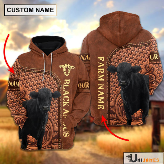 Uni Black Angus Cattle Farming Life Personalized Name & Farm Name Hoodie