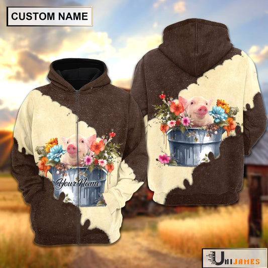 Uni Pig In Bucket Brown Tie Dye Personalized Hoodie