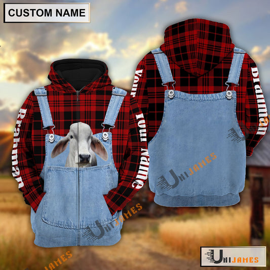 Uni Brahman Red Jeans Pattern Personalized Name 3D Hoodie