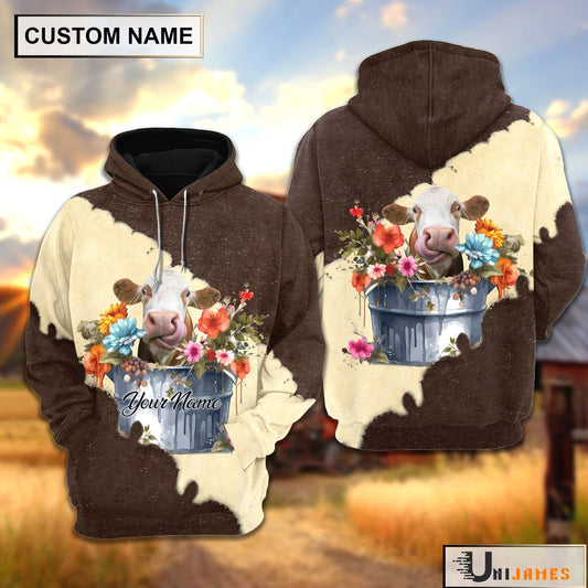 Uni Simmental In Bucket Brown Tie Dye Personalized Hoodie