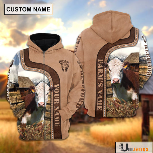 Uni Personalized Name Hereford Light Brown Hoodie