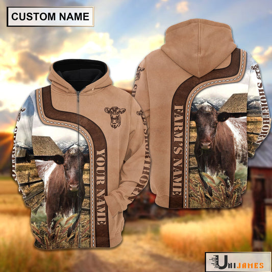 Uni Personalized Name Shorthorn Light Brown Hoodie