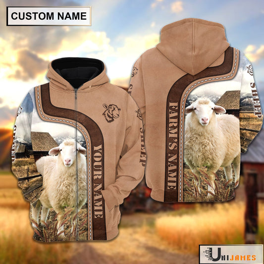Uni Personalized Name Sheep Light Brown Hoodie