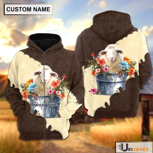 Uni Sheep In Bucket Brown Tie Dye Personalized Hoodie