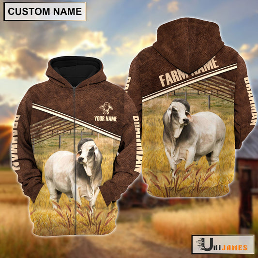 Uni Brahman On Farm Leather Pattern Personalized Hoodie