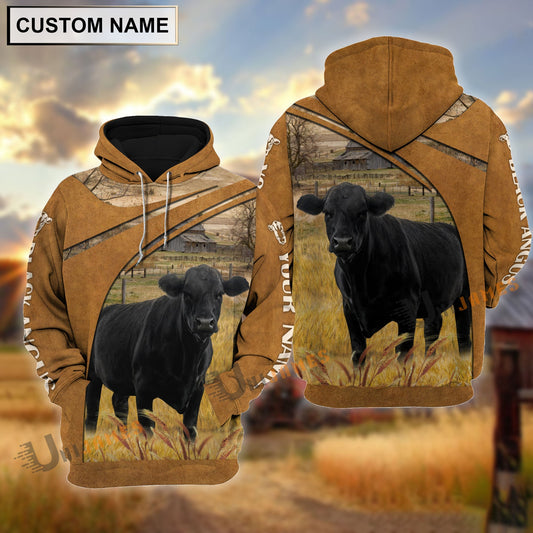 Uni Personalized Name Black Angus Farming Life 3D Shirt