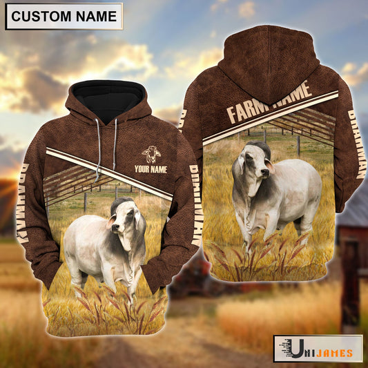 Uni Brahman On Farm Leather Pattern Personalized Hoodie