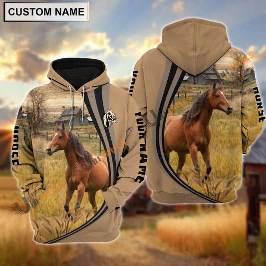 Uni Horse Grey Farming Personalized Name Hoodie