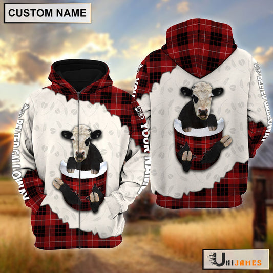 Uni Belted Galloway In Pocket Red Personalized Hoodie
