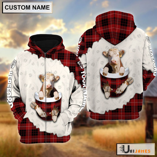 Uni Hereford In Pocket Red Personalized Hoodie