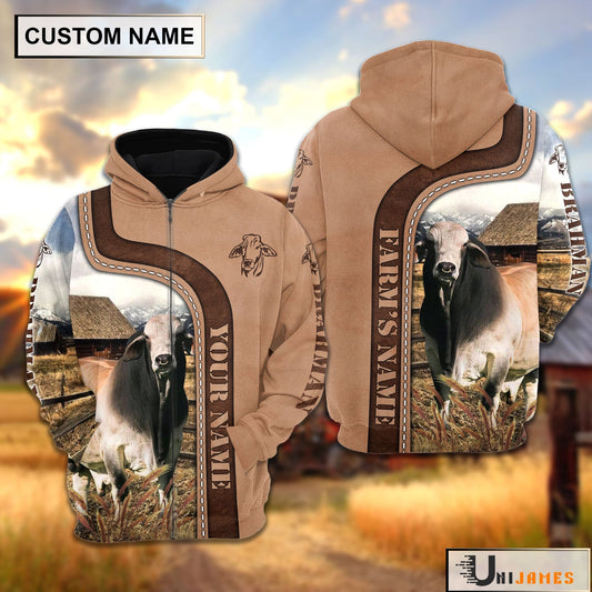 Uni Personalized Name Brahman Light Brown Hoodie