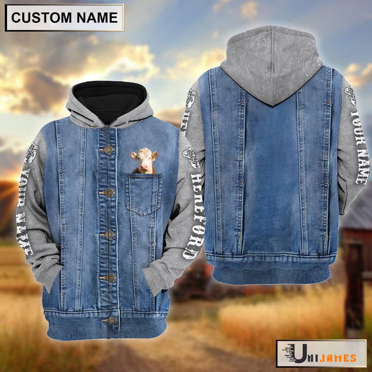 Uni Hereford Jean Pocket Pattern Personalized Hoodie