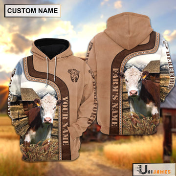 Uni Personalized Name Hereford Light Brown Hoodie