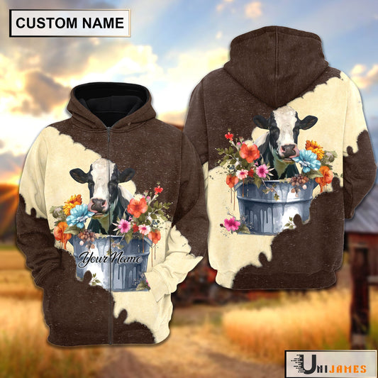 Uni Holstein In Bucket Brown Tie Dye Personalized Hoodie