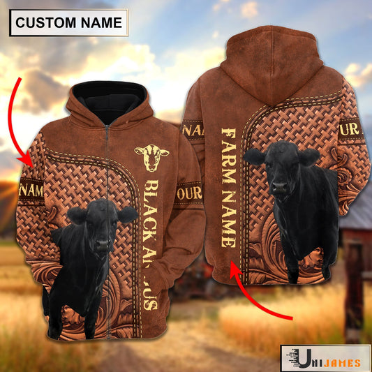 Uni Black Angus Cattle Farming Life Personalized Name & Farm Name Hoodie