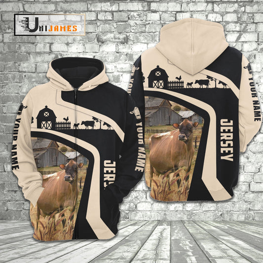 Uni Jersey Black White Custom Name 3D Hoodie