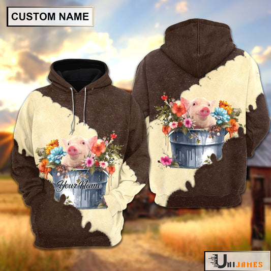 Uni Pig In Bucket Brown Tie Dye Personalized Hoodie
