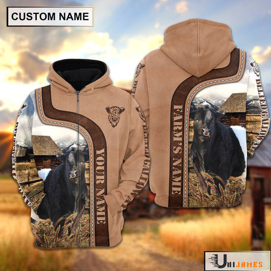 Uni Personalized Name Belted Galloway Light Brown Hoodie