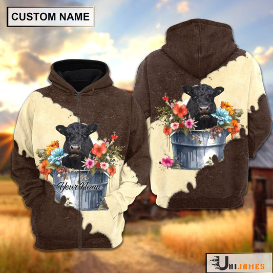 Uni Belted Galloway In Bucket Brown Tie Dye Personalized Hoodie