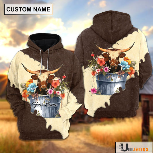 Uni Texas Longhorn In Bucket Brown Tie Dye Personalized Hoodie
