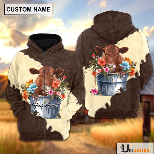 Uni Red Angus In Bucket Brown Tie Dye Personalized Hoodie