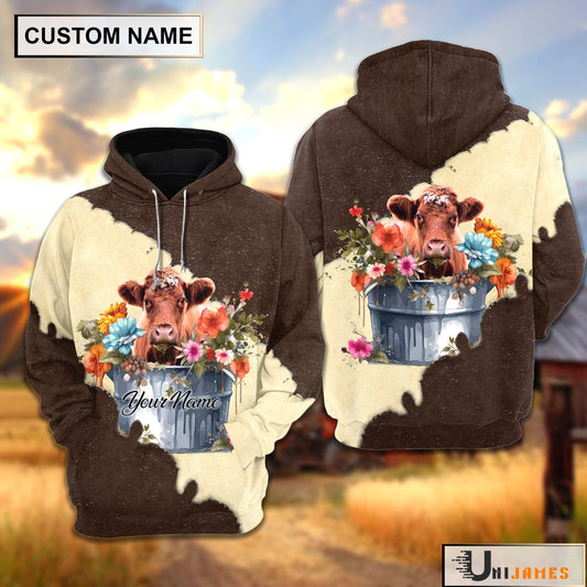 Uni Shorthorn In Bucket Brown Tie Dye Personalized Hoodie