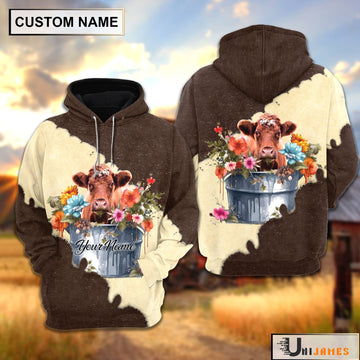 Uni Shorthorn In Bucket Brown Tie Dye Personalized Hoodie