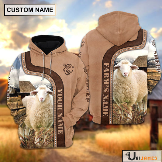 Uni Personalized Name Sheep Light Brown Hoodie