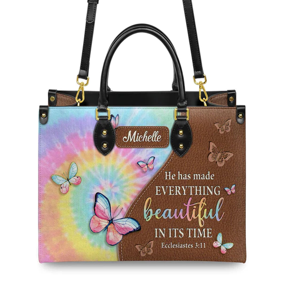 He Has Made Everything Beautiful In Its Time Ecclesiastes 3:11 Leather Bags, Personalized Bags, Gifts for Women, Christmas Gift, CABLTB02140823.
