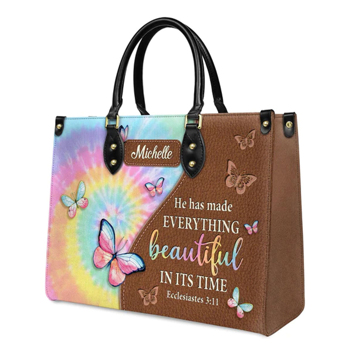 He Has Made Everything Beautiful In Its Time Ecclesiastes 3:11 Leather Bags, Personalized Bags, Gifts for Women, Christmas Gift, CABLTB02140823.