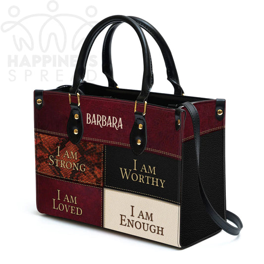 Personalized Hand Bag, I Am Strong I Am Worthy I Am Loved I Am Enough, Personalized Gifts, Gifts for Women.